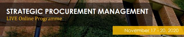 Strategic Procurement Management - Live Online (November 17 - 20, 2020)