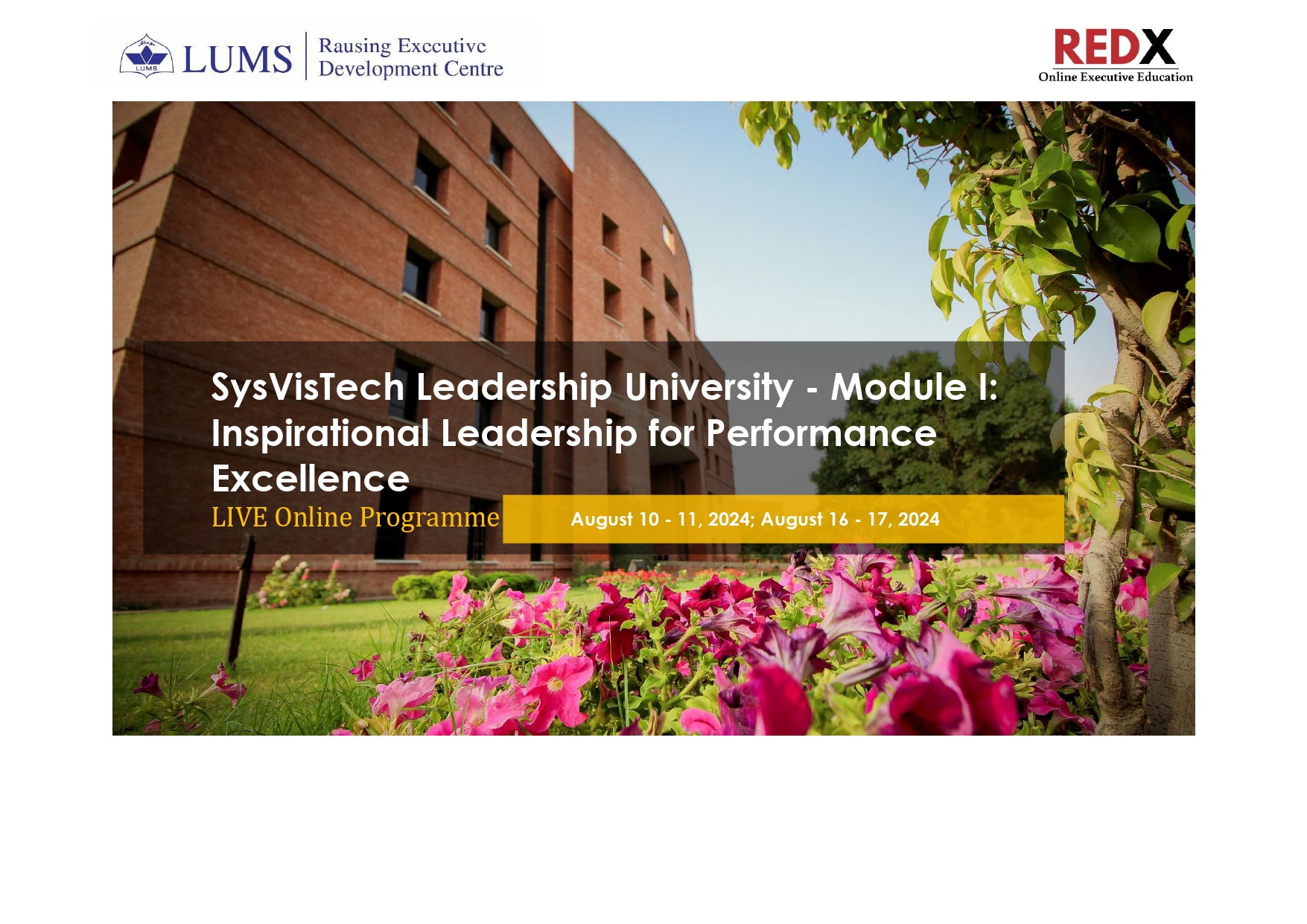 SysVisTech Leadership University - Module 1: Inspirational Leadership for Performance Excellence - Live Online C10M1